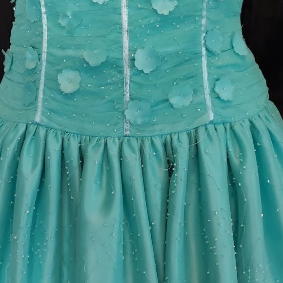 Morgan and Company Teal Strapless Prom Dress - Picture 4 of 15